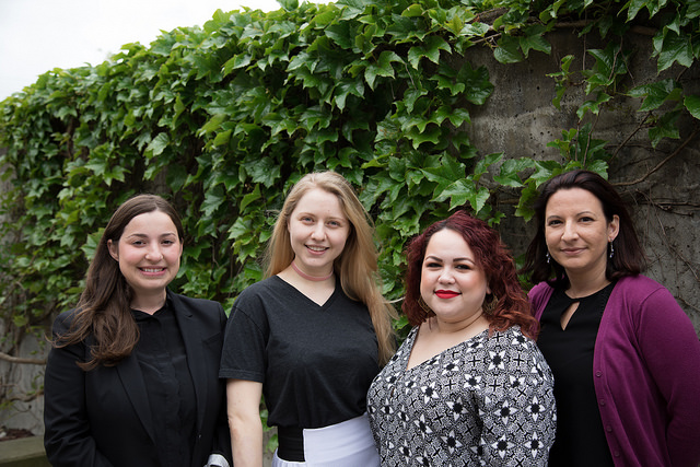 Left to right: Dr. Rachel Hershberg, Sophiya Boguk, Stteffany Duran, Dr. Vanessa de Vertich Woodside.