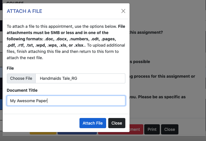 image showing how to add document to appointment