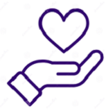 Hand with Heart Icon Purple