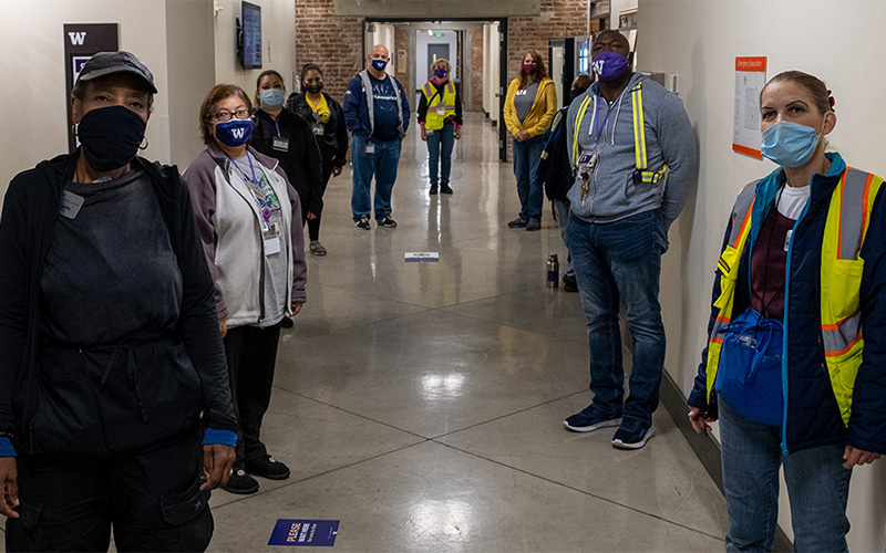 Group portrait of UW Tacoma custodial team