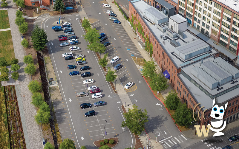 Parking lot on UW Tacoma campus