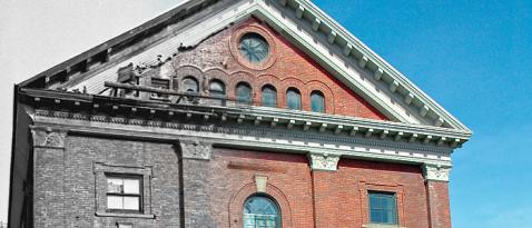 Montage showing blended view of Snoqualmie Power House in 1970s and 2000s.