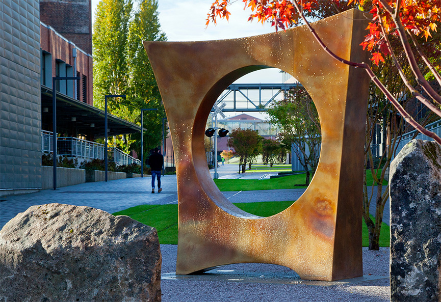 Maru, by Gerard Tsutakawa, on UW Tacoma campus's Prairie Line Trail