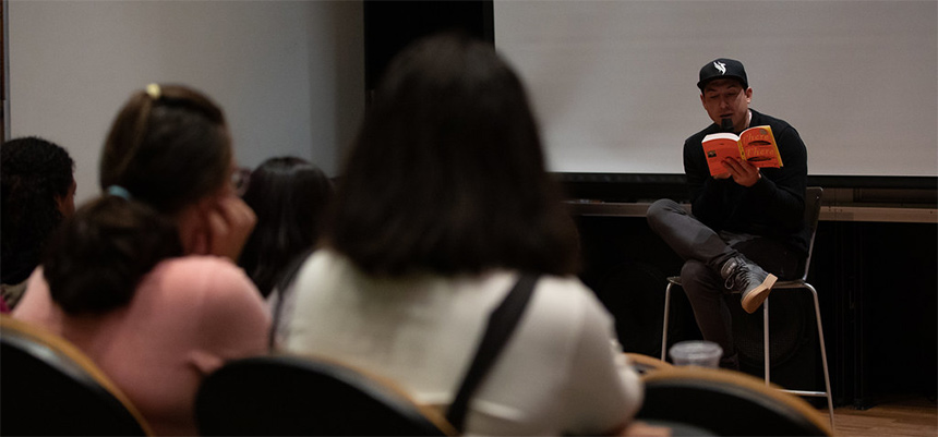 Tommy Orange reads from his book "There There" at UW Tacoma