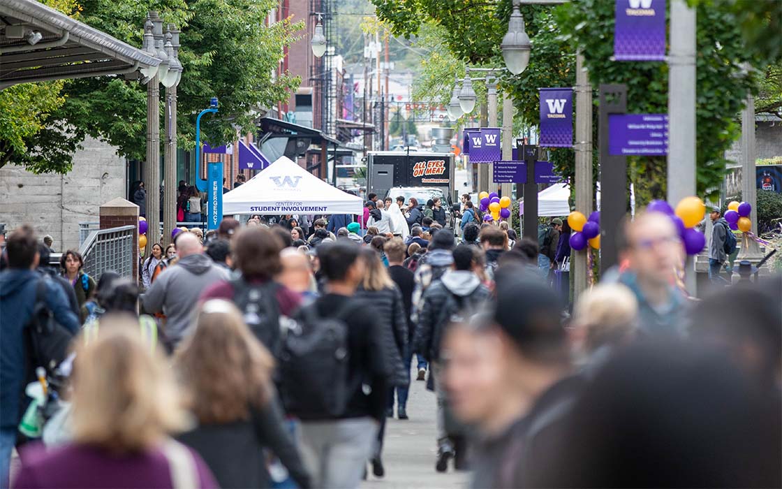 Crowds of people at UW Tacoma 2023 Convocation