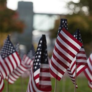 U.S. flags on UW Tacoma campus