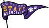 purple waving banner that reads uw tacoma staff association with two white paw prints